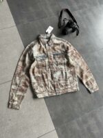 Мужская Свободная Светло-Голубая Джинсовка Тай Дай - Джинсовая Куртка с Грязным Эффектом