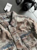 Мужская Свободная Светло-Голубая Джинсовка Тай Дай - Джинсовая Куртка с Грязным Эффектом