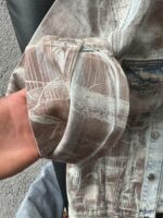 Мужская Свободная Светло-Голубая Джинсовка Тай Дай - Джинсовая Куртка с Грязным Эффектом