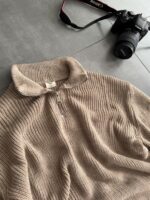 Мужской Базовый Бежевый Свитер Зип - Вязаный с Высокой Горловиной на Замке