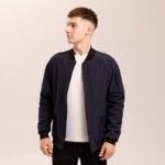 Мужской Базовый Темно-Синий Бомбер - Куртка Софтшелл на Молнии