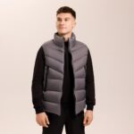 Мужская Темно-Серая Жилетка Безрукавка - Стеганая Дутая на Молнии с Высокой Горловиной