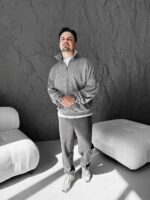 Мужской Темно-Серый Свитер Свободного Кроя - Вязаный с Зип Воротником на Змейке