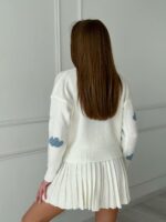 Женский Белый Кардиган на Пуговицах с Тучками