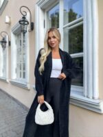 Женский Длинный Черный Кардиган - Мягкий Пушистый Свободного Кроя