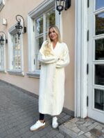 Женский Длинный Молочный Кардиган - Мягкий Пушистый Свободного Кроя