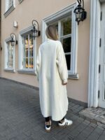 Женский Длинный Молочный Кардиган - Мягкий Пушистый Свободного Кроя