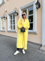 Женский Длинный Желтый Кардиган - Мягкий Пушистый Свободного Кроя