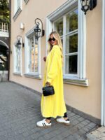 Женский Длинный Желтый Кардиган - Мягкий Пушистый Свободного Кроя