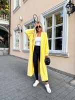 Женский Длинный Желтый Кардиган - Мягкий Пушистый Свободного Кроя