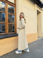 Женский Длинный Бежевый Кардиган - Мягкий Пушистый Свободного Кроя