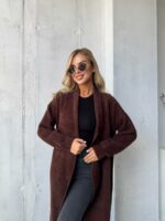 Женский Длинный Коричневый Кардиган - Мягкий Пушистый Свободного Кроя