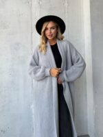 Женский Длинный Серый Кардиган - Мягкий Пушистый Свободного Кроя