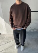 Мужской Коричневый Вареный Свитшот Оверсайз