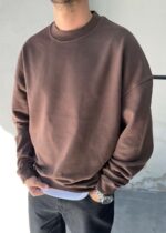 Мужской Коричневый Вареный Свитшот Оверсайз