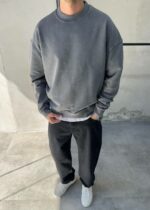 Мужской Серый Вареный Свитшот Оверсайз