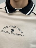 Мужской Кремовый Свитшот Реглан Оверсайз с Белым Воротником и Принтом Номером на Спине