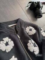 Мужской Теплый Флисовый Графитовый Костюм с Принтами - Кофта на Змейке + Штаны