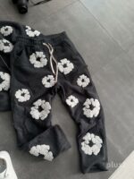 Мужской Теплый Флисовый Графитовый Костюм с Принтами - Кофта на Змейке + Штаны