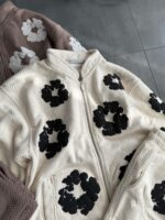 Мужской Теплый Флисовый Молочный Костюм с Принтами - Кофта на Змейке + Штаны