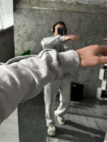 Мужской Утепленный Серый Спортивный Костюм Варенка Оверсайз на Флисе (Свитшот + Штаны)