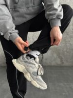 Мужские Широкие Черные Спортивные Штаны с Кантом и Фиксаторами Внизу