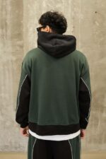 Мужской Чорно-Зеленый Спортивный Костюм Оверсайз с Кантом (Толстовка + Штаны)