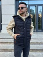 Мужская Черная Стеганая Жилетка на Термоподкладке