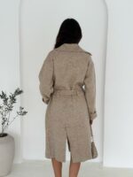 Женский Трикотажный Кардиган Мокко - Длинный Прямого Кроя с Поясом
