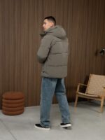 Мужская Зимняя Куртка Хаки - Стеганая с Капюшоном и Фиксаторами