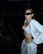 Женский Серый Спортивный Костюм с Надписью "Sugar Mommy" - Укороченная Зипка + Широкие Штаны