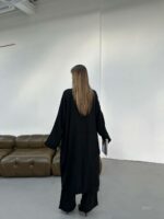 Женский Классический Черный Костюм Тройка - Кардиган + Асимметричный Топ + Брюки