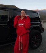 Женский Утепленный Красный Спортивный Костюм на Флисе - Кофта с Зип Воротником + Штаны Джоггеры