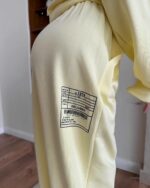 Женский Желтый Спортивный Костюм Оверсайз на Молнии - Зип Кофта + Широкие Штаны