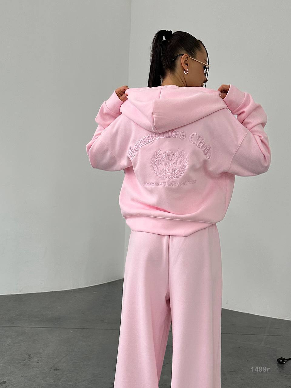 photo_2025-10-24_21-12-35 Женский Розовый Спортивный Костюм Оверсайз с Вышивкой - Зип Кофта Худи + Широкие Штаны