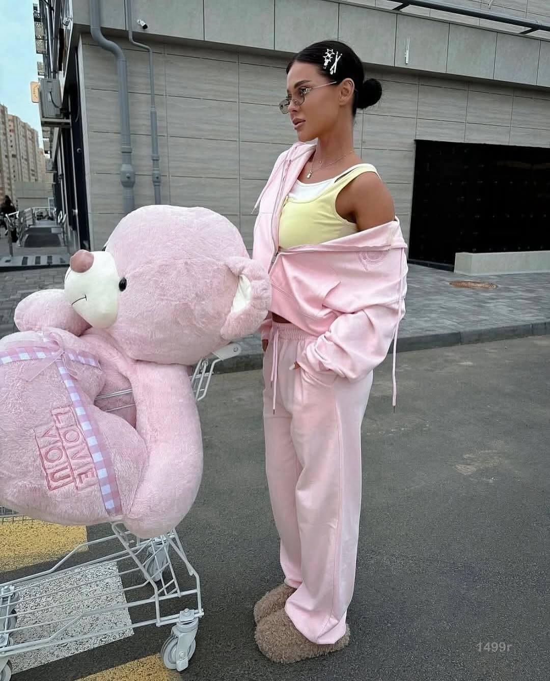photo_2025-10-24_21-12-36 (2) Женский Розовый Спортивный Костюм Оверсайз с Вышивкой - Зип Кофта Худи + Широкие Штаны