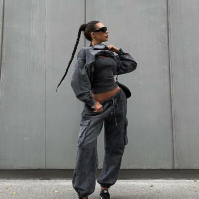 Женский Графитовый Костюм Тройка Варенка - Майка + Свитшот + Штаны