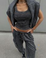 Женский Графитовый Костюм Тройка Варенка - Майка + Свитшот + Штаны