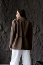 Женский Коричневый Пиджак Жакет - Классический с Пояском