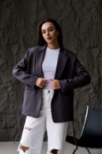 Женский Графитовый Пиджак Жакет - Классический с Пояском