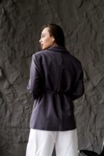 Женский Графитовый Пиджак Жакет - Классический с Пояском