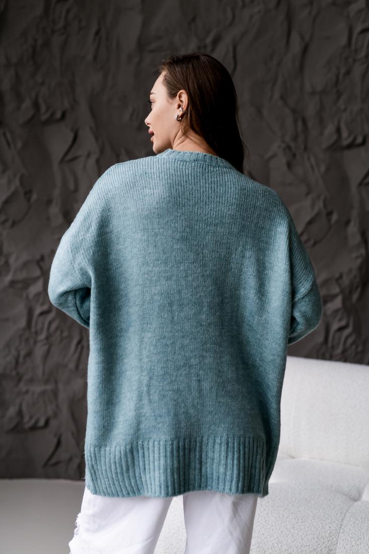 photo_2025-10-25_17-50-55 (2) Женский Теплый Объемный Мятный Свитер Свободного Кроя