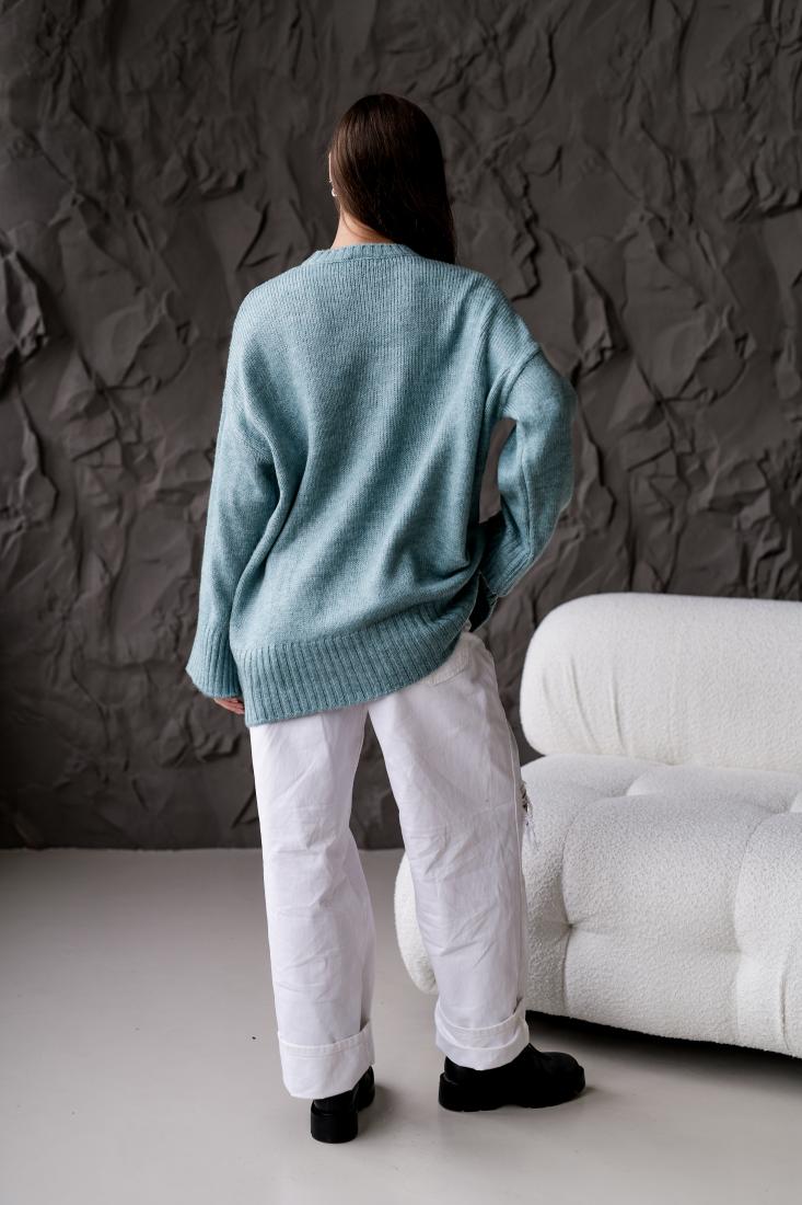 photo_2025-10-25_17-50-56 (2) Женский Теплый Объемный Мятный Свитер Свободного Кроя