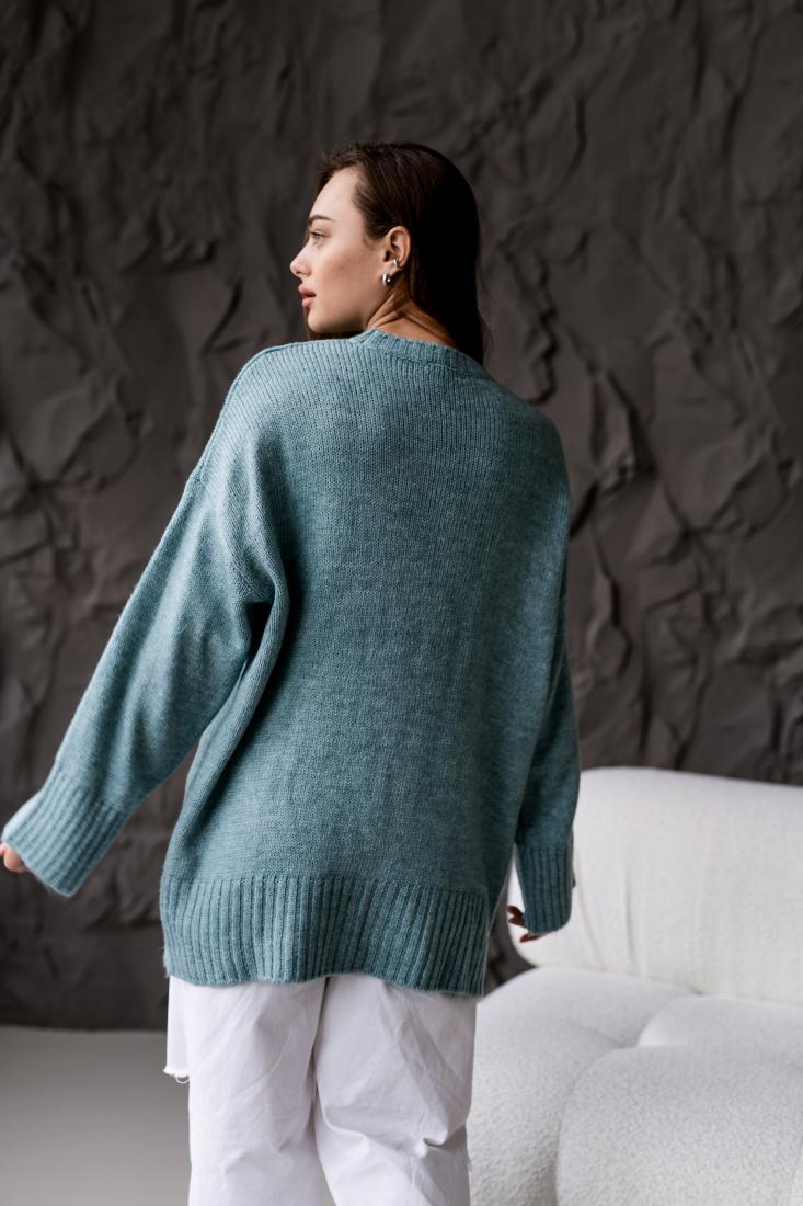 photo_2025-10-25_17-50-56 Женский Теплый Объемный Мятный Свитер Свободного Кроя