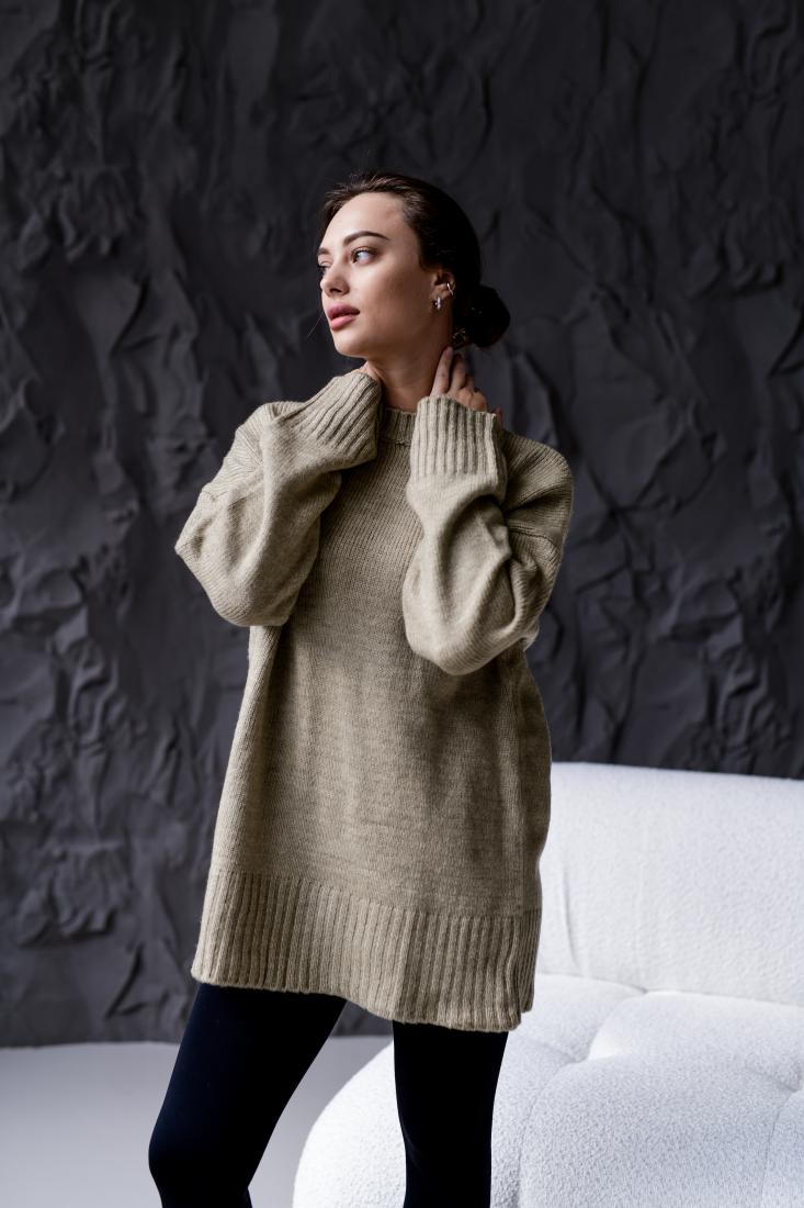photo_2025-10-25_17-51-01 (2) Женский Бежевый Объемный Молочный Свитер Свободного Кроя