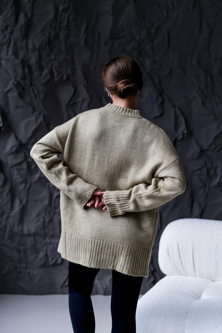 photo_2025-10-25_17-51-03 Женский Бежевый Объемный Молочный Свитер Свободного Кроя