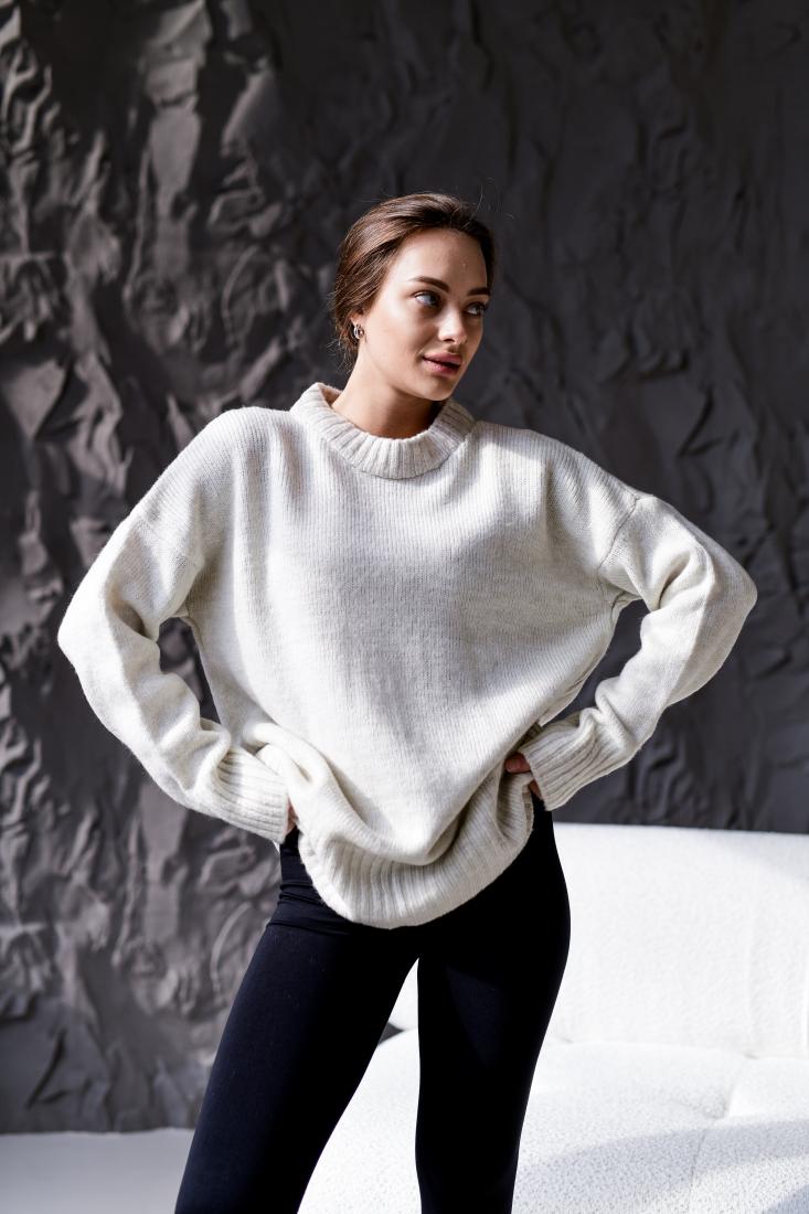 photo_2025-10-25_17-51-07 Женский Теплый Объемный Молочный Свитер Свободного Кроя