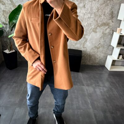 Мужское Классическое Демисезонное Рыжее Пальто Кашемир