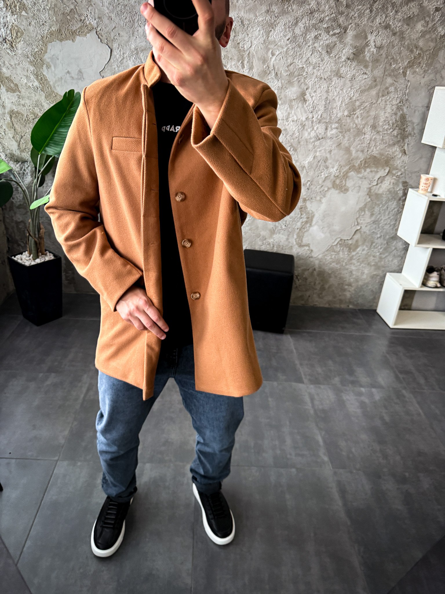 photo_2025-10-26_20-51-06 Мужское Классическое Демисезонное Рыжее Пальто Кашемир