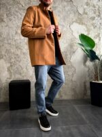 Мужское Классическое Демисезонное Рыжее Пальто Кашемир
